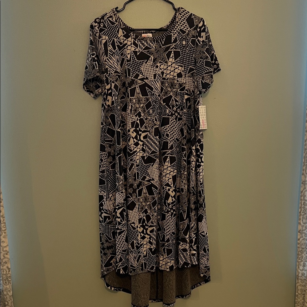 LuLaRoe Geometric Black and Cream High Low Dress